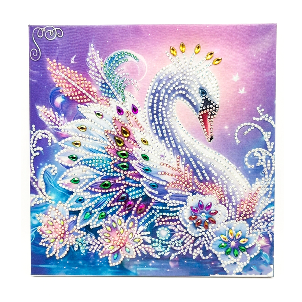 swan Tableau diamante thème du cygne blanc 20x20 – Image 1