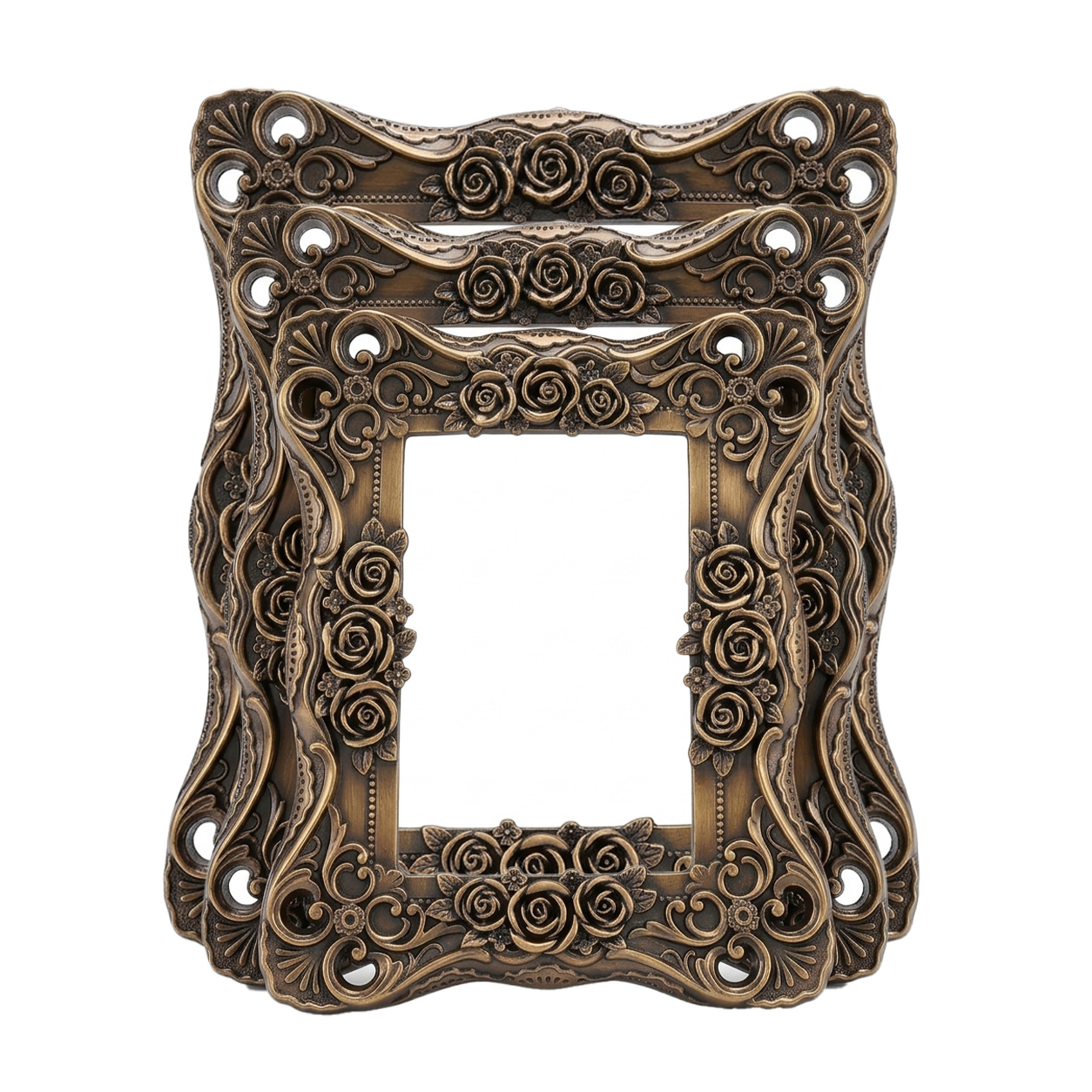 trtujdddddrrrrf 3 Cadres multi-photo en relief avec des motifs de rose – Image 1